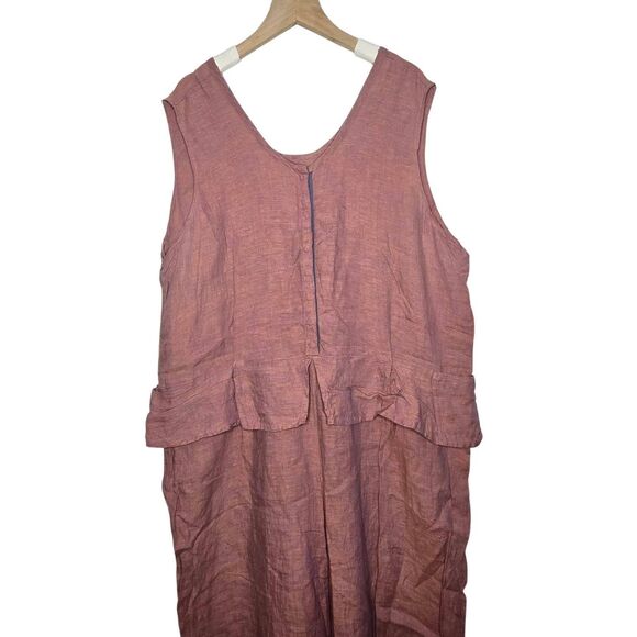 Vintage Flax 100% Linen Jumpsuit Size Large Wide Leg Oversized - Picture 2 of 4